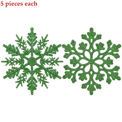 10 db 10 cm-es műanyag csillogó hópehely karácsonyi díszek medál karácsonyfa dekoratív függő hópehely Navidad party dekorok