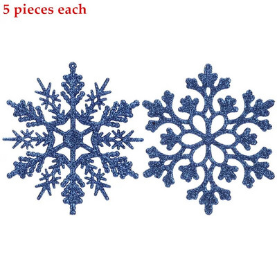 10 db 10 cm-es műanyag csillogó hópehely karácsonyi díszek medál karácsonyfa dekoratív függő hópehely Navidad party dekorok