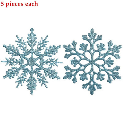 10 db 10 cm-es műanyag csillogó hópehely karácsonyi díszek medál karácsonyfa dekoratív függő hópehely Navidad party dekorok