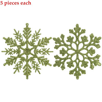 10 db 10 cm-es műanyag csillogó hópehely karácsonyi díszek medál karácsonyfa dekoratív függő hópehely Navidad party dekorok