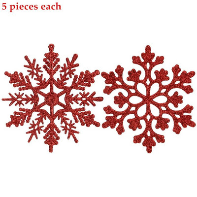 10 db 10 cm-es műanyag csillogó hópehely karácsonyi díszek medál karácsonyfa dekoratív függő hópehely Navidad party dekorok