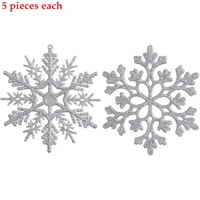 10 db 10 cm-es műanyag csillogó hópehely karácsonyi díszek medál karácsonyfa dekoratív függő hópehely Navidad party dekorok