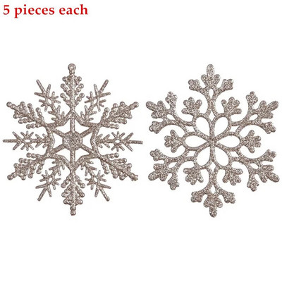 10 db 10 cm-es műanyag csillogó hópehely karácsonyi díszek medál karácsonyfa dekoratív függő hópehely Navidad party dekorok