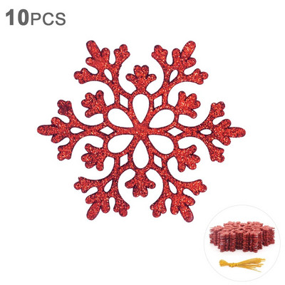 10 db 10 cm-es műanyag csillogó hópehely karácsonyi díszek medál karácsonyfa dekoratív függő hópehely Navidad party dekorok