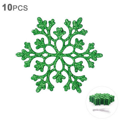10 db 10 cm-es műanyag csillogó hópehely karácsonyi díszek medál karácsonyfa dekoratív függő hópehely Navidad party dekorok