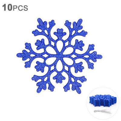 10 db 10 cm-es műanyag csillogó hópehely karácsonyi díszek medál karácsonyfa dekoratív függő hópehely Navidad party dekorok