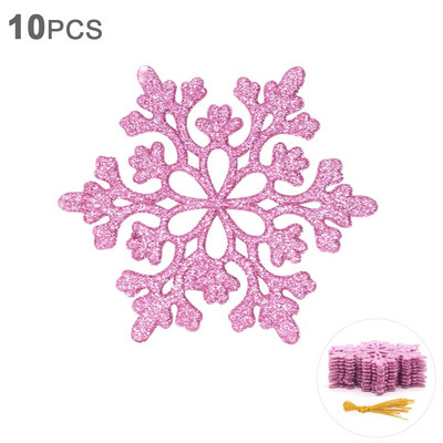 10 db 10 cm-es műanyag csillogó hópehely karácsonyi díszek medál karácsonyfa dekoratív függő hópehely Navidad party dekorok