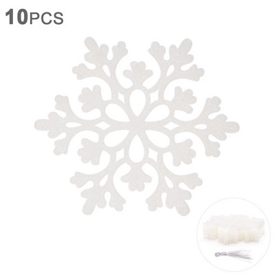 10 db 10 cm-es műanyag csillogó hópehely karácsonyi díszek medál karácsonyfa dekoratív függő hópehely Navidad party dekorok