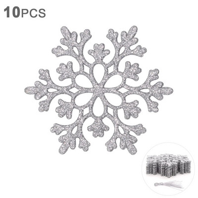 10 db 10 cm-es műanyag csillogó hópehely karácsonyi díszek medál karácsonyfa dekoratív függő hópehely Navidad party dekorok