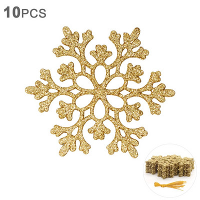 10 db 10 cm-es műanyag csillogó hópehely karácsonyi díszek medál karácsonyfa dekoratív függő hópehely Navidad party dekorok