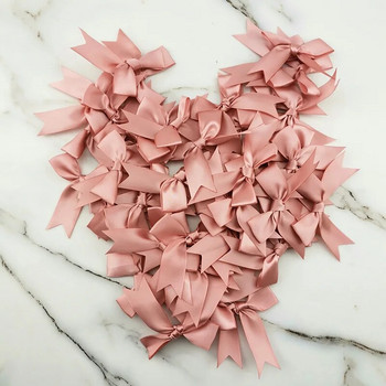(50 бр.) 1 инч 25 mm свежи розови панделки лъкове Полиестерна сатенена лък Цвете Направи си сам занаятчийски декорации