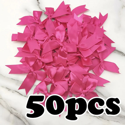 (50db) 1 hüvelykes, 25 mm-es friss rózsaszín szalag masnik poliészter szatén masni virág barkács kézműves dekorációk