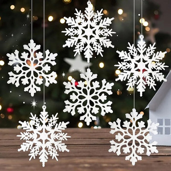 12 τμχ Πλαστικές νιφάδες χιονιού Ψεύτικες νιφάδες χιονιού Τεχνητό χιόνι DIY Χειροποίητες χειροτεχνίες Χριστουγεννιάτικα δέντρα Στολίδια Διακοσμήσεις για το σπίτι