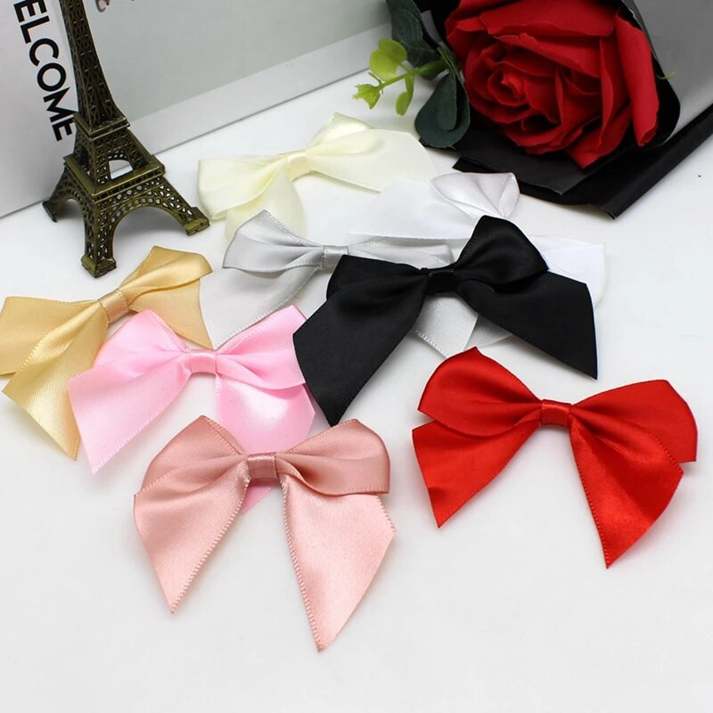 20/50 KOM 65*65 mm mašne od satenske vrpce Ukrasne mašne za pakiranja za rukotvorine Mali cvijet umotani s mašnom za ukras Ručni rad DIY