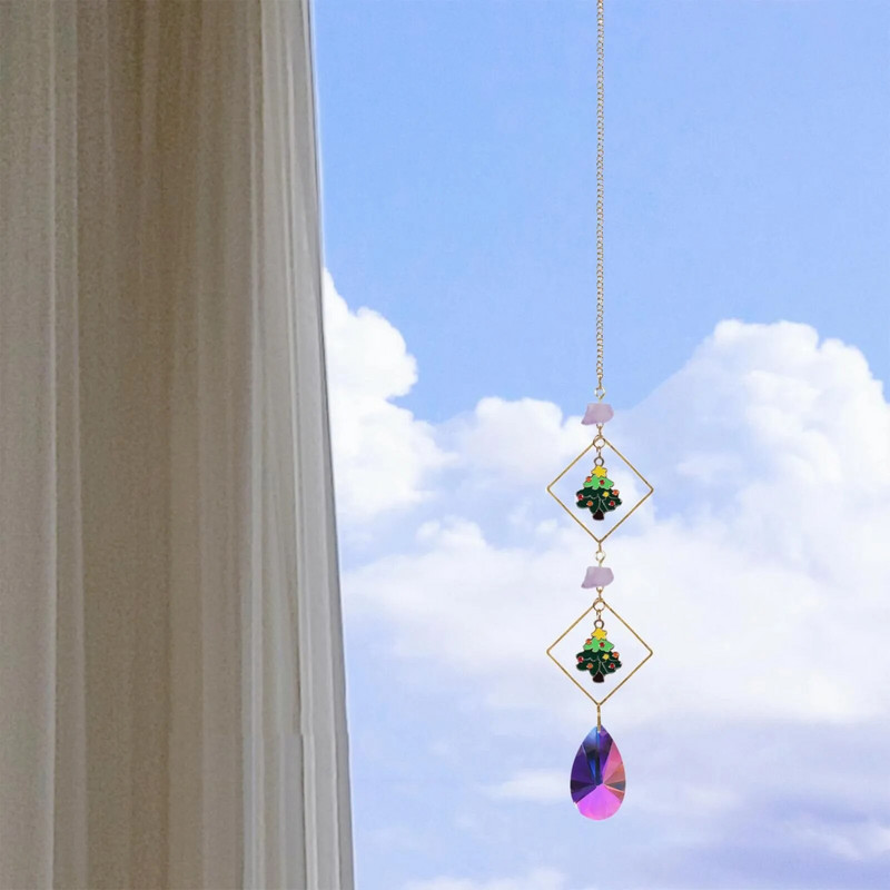 Santa Tree Diamond Circle Kulons Kulons Kristāla kulons Spīdīgs dāvanu istabas noformējums