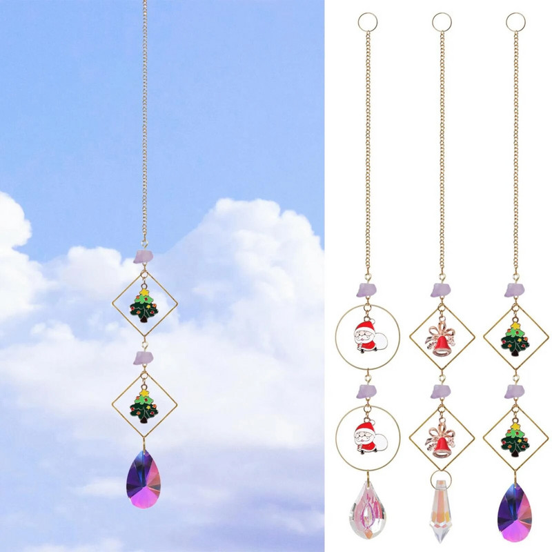 Santa Tree Diamond Circle Kulons Kulons Kristāla kulons Spīdīgs dāvanu istabas noformējums