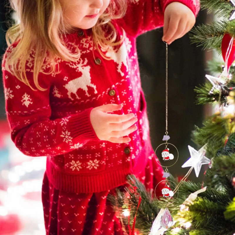 Santa Tree Diamond Circle Kulons Kulons Kristāla kulons Spīdīgs dāvanu istabas noformējums