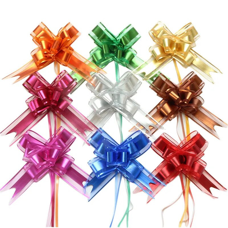 10gab Vienkrāsaina bantīte Ziemassvētku dāvanu iesaiņošana Ziedu Bow Bowknot Natal Noel Navidad loki amatniecības kāzu auto dekorēšanai