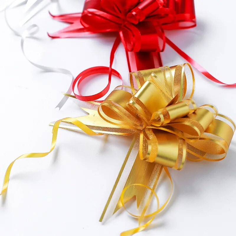 10gab Vienkrāsaina bantīte Ziemassvētku dāvanu iesaiņošana Ziedu Bow Bowknot Natal Noel Navidad loki amatniecības kāzu auto dekorēšanai