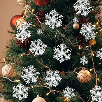 6-18CM Коледна елха Снежинки Висящи орнаменти Блестящи декорации Направи си сам висулка Зимен гирлянд Navidad Нова година за дома