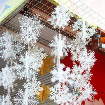 6-18CM Коледна елха Снежинки Висящи орнаменти Блестящи декорации Направи си сам висулка Зимен гирлянд Navidad Нова година за дома