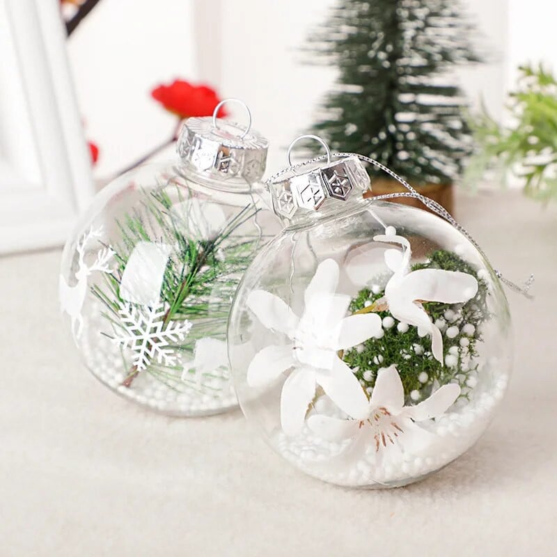 6/8cm priehľadná vianočná guľa ozdoba z plastu, plniteľná guľa, závesné gule na vianočný stromček, vianočná párty dekorácia do domácnosti