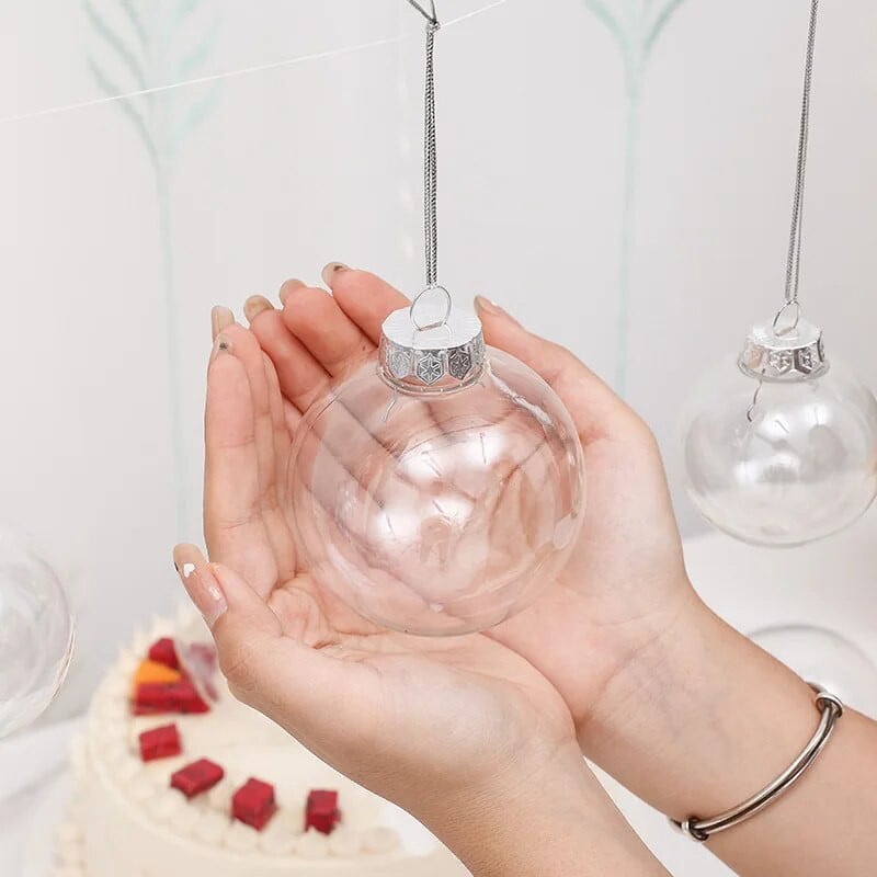 6/8cm priehľadná vianočná guľa ozdoba z plastu, plniteľná guľa, závesné gule na vianočný stromček, vianočná párty dekorácia do domácnosti