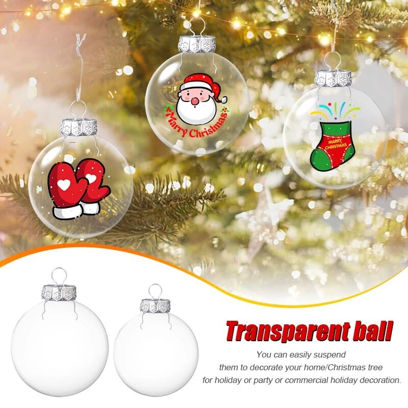 6/8cm priehľadná vianočná guľa ozdoba z plastu, plniteľná guľa, závesné gule na vianočný stromček, vianočná párty dekorácia do domácnosti