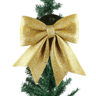 Didelis raudonas auksas putojantis blizgantis kalėdinis kaspinas lankelis Kalėdų eglutės papuošimas rankų darbo kalėdinis papuošalas