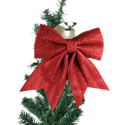 Didelis raudonas auksas putojantis blizgantis kalėdinis kaspinas lankelis Kalėdų eglutės papuošimas rankų darbo kalėdinis papuošalas