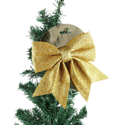 Didelis raudonas auksas putojantis blizgantis kalėdinis kaspinas lankelis Kalėdų eglutės papuošimas rankų darbo kalėdinis papuošalas