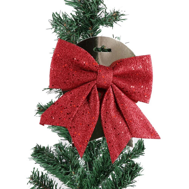 Didelis raudonas auksas putojantis blizgantis kalėdinis kaspinas lankelis Kalėdų eglutės papuošimas rankų darbo kalėdinis papuošalas