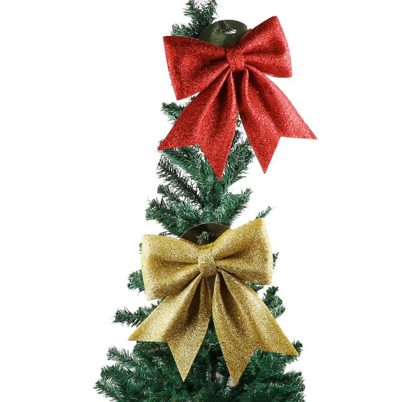 Didelis raudonas auksas putojantis blizgantis kalėdinis kaspinas lankelis Kalėdų eglutės papuošimas rankų darbo kalėdinis papuošalas