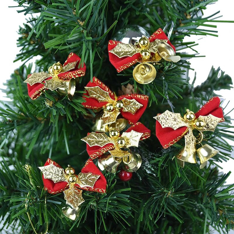 12/24 tk. Jõulukangid kellukestega Mini jõuluvibu sõlm, meisterdamine, käsitöö, kingituste kaunistused, jõulupuu rippkaunistus uusaasta kodukaunistus