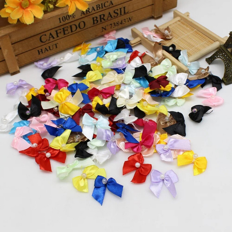 50/100 kom Trakasta mašna s perlama Kravata za Diy obrt Grosgrain mašna Poklon Vjenčane dekoracije Ručno rađene zanatske potrepštine