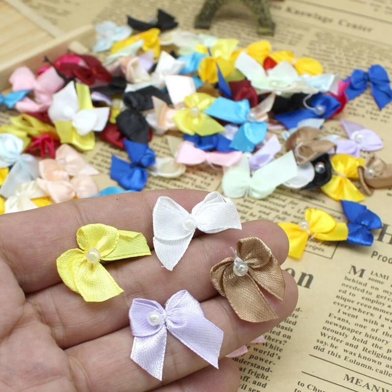 50/100 kom Trakasta mašna s perlama Kravata za Diy obrt Grosgrain mašna Poklon Vjenčane dekoracije Ručno rađene zanatske potrepštine