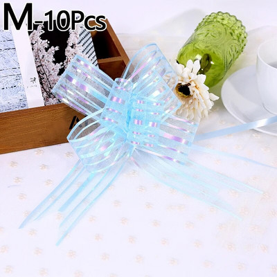 10 gab. Dāvanu iesaiņojuma pavelkamās bantes Dzimšanas dienas Ziemassvētku Jaungada kāzu ballītei Automašīnas dekorēšanai Izvelkamie loki Svētku ballītes DIY piederumi