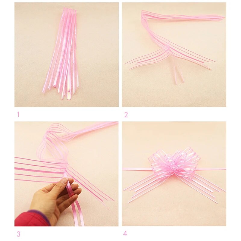 10 gab. Dāvanu iesaiņojuma pavelkamās bantes Dzimšanas dienas Ziemassvētku Jaungada kāzu ballītei Automašīnas dekorēšanai Izvelkamie loki Svētku ballītes DIY piederumi