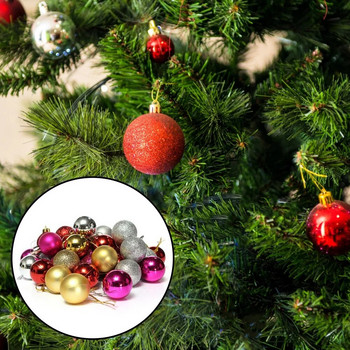 24 бр. Коледни топки 3 см Орнаменти за коледно дърво Топка Коледно висящо дърво Висулки Декор за домашно парти Новогодишен подарък Navidad 2022