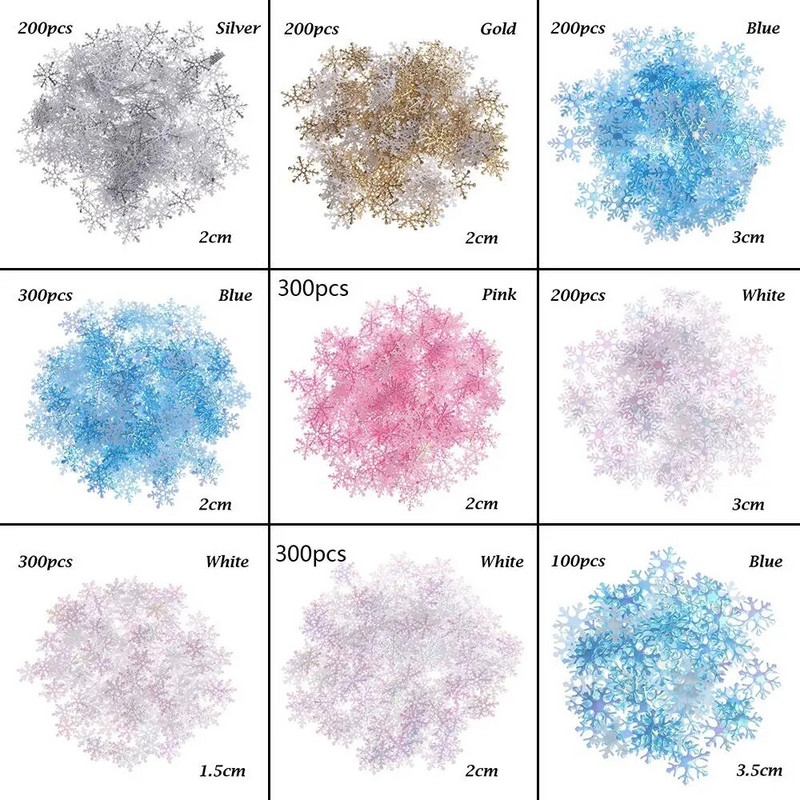 100/200/300Gb Ziemassvētku rotājums Sniegpārsliņa Ziemassvētku dzimšanas dienas ballīte Kāzu dekors Roku darbs Mājas Dekors Krāsaini Mirdzoši Dāvanas