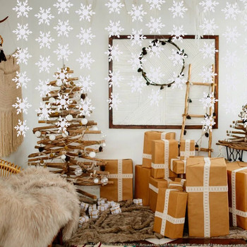 Изкуствени снежинки Хартиени гирлянди Направи си сам Коледна украса Стена Таван Висящ банер Парти Декор Коледни орнаменти