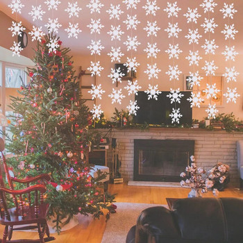 Τεχνητές χιονονιφάδες χάρτινες γιρλάντες DIY Χριστουγεννιάτικη Διακόσμηση Τοίχου οροφής Κρεμαστό πανό Διακοσμητικό πάρτι Χριστουγεννιάτικα στολίδια