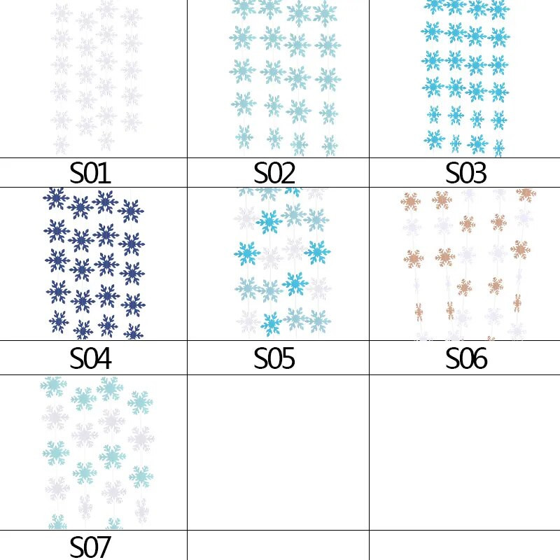 Dirbtinės snaigių popierinės girliandos „pasidaryk pats“ kalėdiniai papuošimai ant lubų kabantys reklamjuostės vakarėlio dekoras Kalėdiniai papuošalai