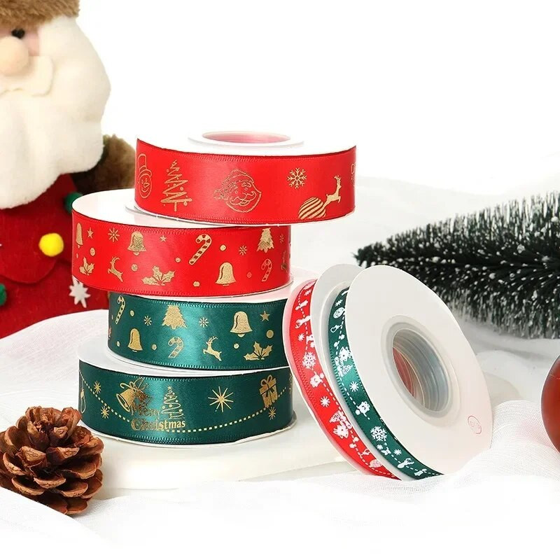 Božićna serija vrpca 25 jardi/rola 10 mm 25 mm otisnute vrpce za DIY božićno drvce Poklon kutija Dekoracija Buket torte Dekoracija poklon pakiranja