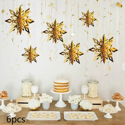 Papirnate umjetne snježne pahulje od 4 m, vijenac Frozen potrepštine za zabavu Božićni ukrasi za dom Navidad Viseći ukrasi za drvce Snijeg