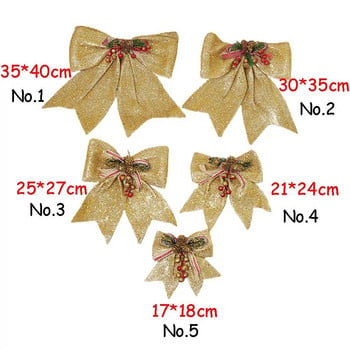 Bowknot Bow Коледни орнаменти Tree Glitter Craft Bows Коледен венец гирлянда Winter Rustic Holiday Мини декоративна панделка Shiny