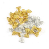 50Gb 16x28mm Zelta/Sudraba Ziemassvētku bantes Ziemassvētku ballītei Ziedu Dāvanas Dekors Roku darbs Piederumi Bowknot Lentes DIY piederumi