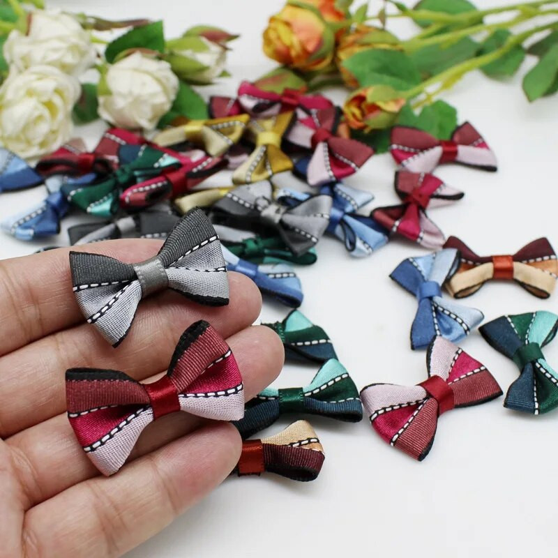 30gab. Laços artesanato lentes bantes DIY matu sprādzes bantītes rotājumi apģērbu dekorēšana bērnu tauriņa mini bantīte