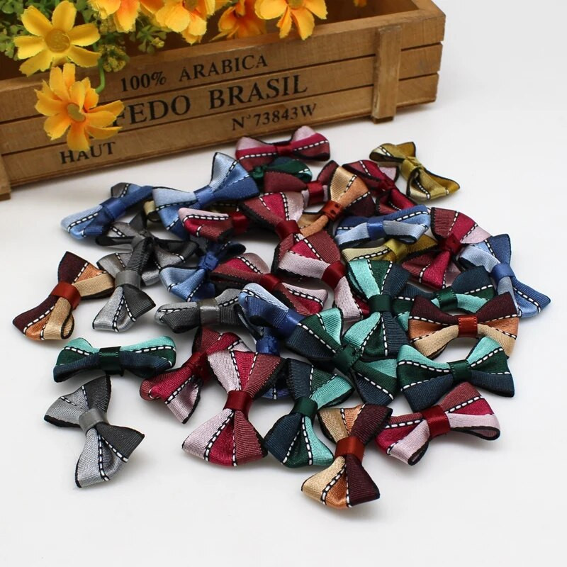 30gab. Laços artesanato lentes bantes DIY matu sprādzes bantītes rotājumi apģērbu dekorēšana bērnu tauriņa mini bantīte