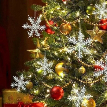 30 τμχ Χριστουγεννιάτικα στολίδια με χριστουγεννιάτικες νιφάδες χιονιού Κρεμαστά χριστουγεννιάτικα δέντρα λευκή διακόσμηση νιφάδων χιονιού DIY Πρωτοχρονιάτικες γιρλάντες Διακόσμηση σπιτιού 2024